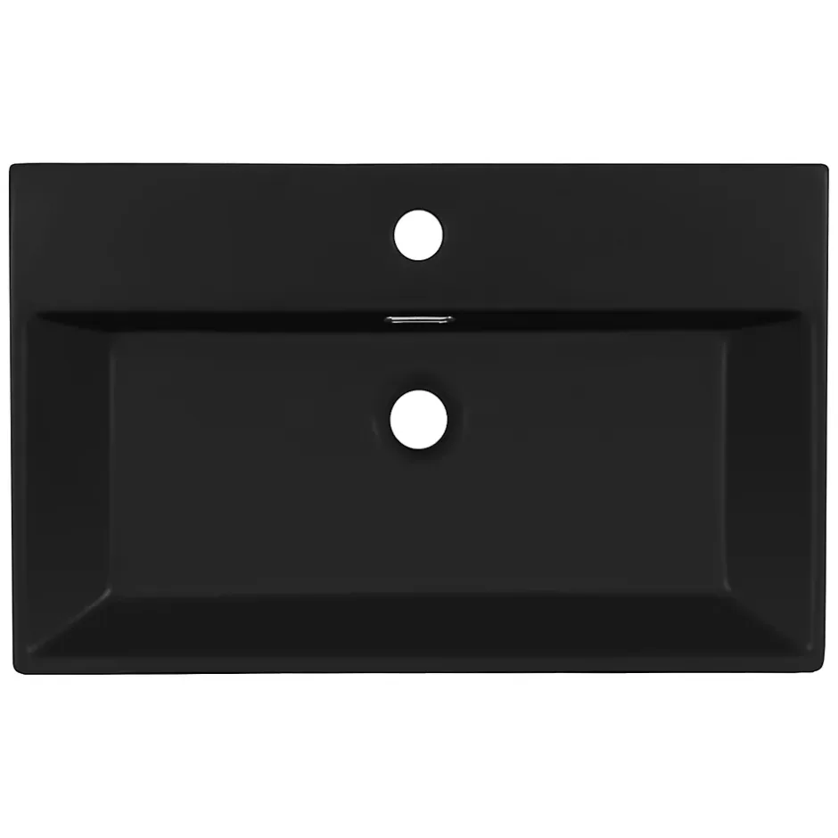 Luxebath Lavabo céramique noir avec garniture de vidage lave-mains moderne 605x365x130 mm* Lavabo