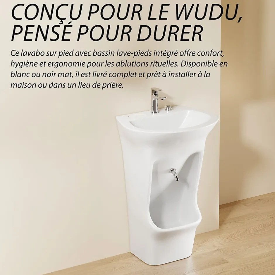 Dileci Lavabo d'ablutions Méca - Bassin Lavage des pieds Wudu Blanc -