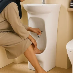 Dileci Lavabo d'ablutions Méca - Bassin Lavage des pieds Wudu Blanc -