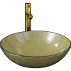 Helloshop26 Lavabo de bain avec robinet et verre transparent* Lavabo