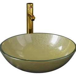 Helloshop26 Lavabo de bain avec robinet et verre transparent* Lavabo