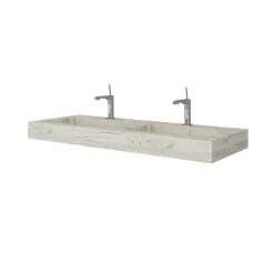 Kiamami Valentina Lavabo De Salle De Bain Avec 2 Vasques 120 Cm En Hpl Effet Glace* Lavabo