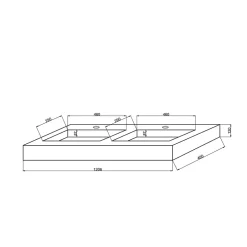 Kiamami Valentina Lavabo De Salle De Bain Avec 2 Vasques 120 Cm En Hpl Effet Glace* Lavabo
