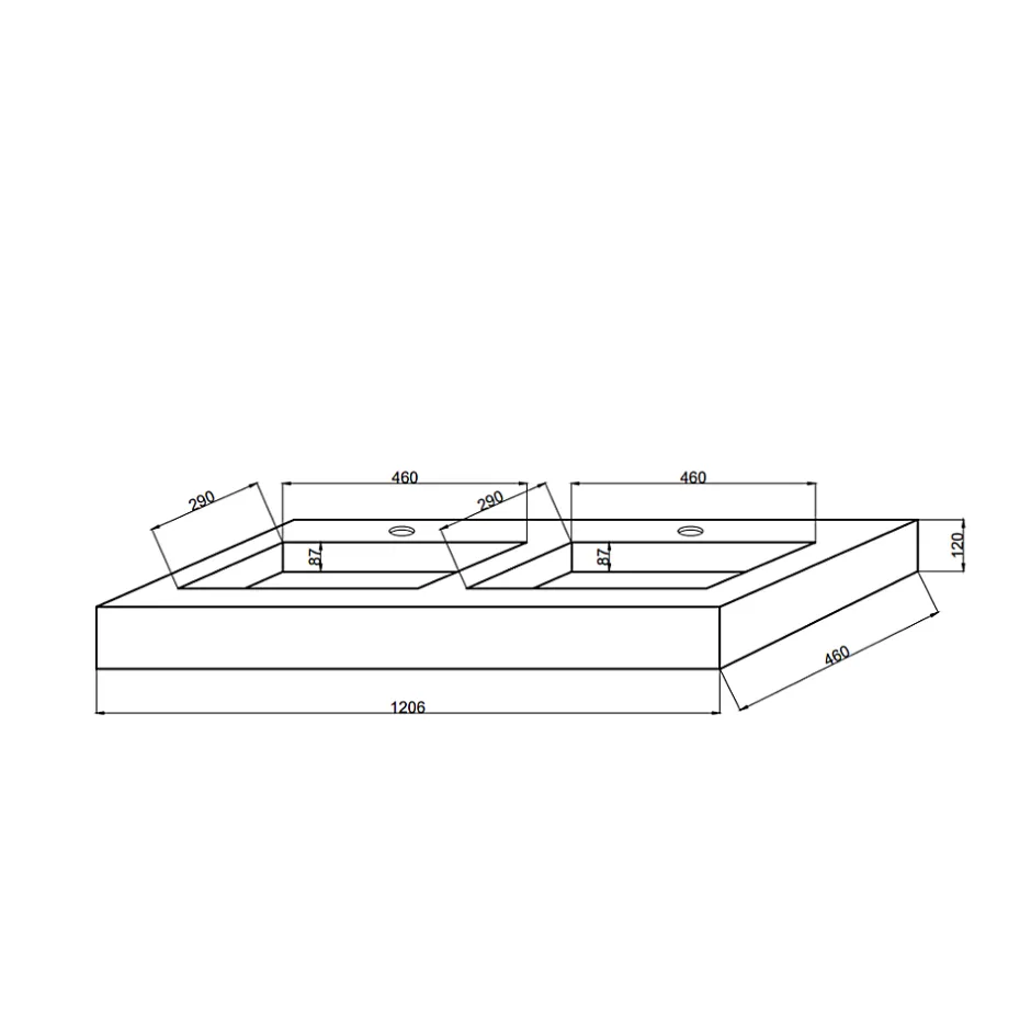 Kiamami Valentina Lavabo De Salle De Bain Avec 2 Vasques 120 Cm En Hpl Effet Glace* Lavabo