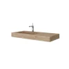 Kiamami Valentina Lavabo De Salle De Bain Hpl 100Cm Avec Vasque À Gauche Effet Bois Chêne Miel