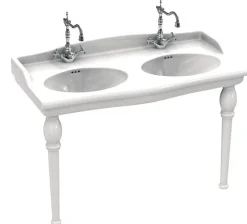 Sarreguemines Lavabo double vasques Louxor sur colonnettes