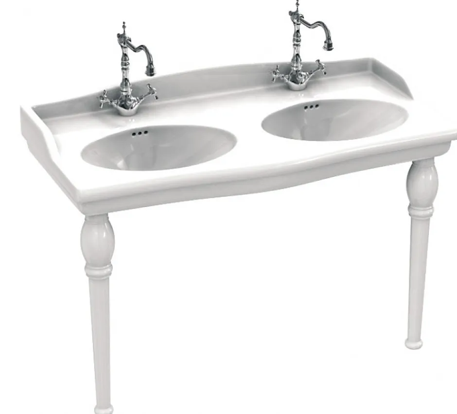 Sarreguemines Lavabo double vasques Louxor sur colonnettes