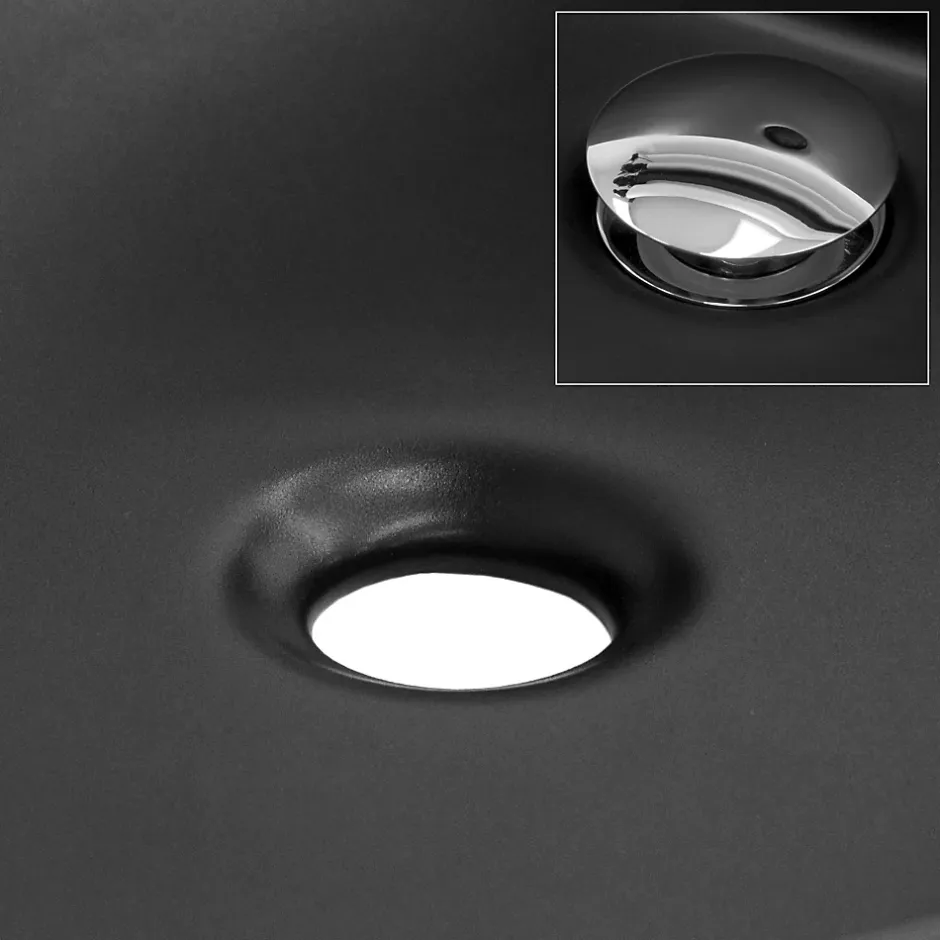 Luxebath Lavabo en ceramique noir mat vasque a poser ronde pour salle de bain 400x155 mm* Vasque À Poser