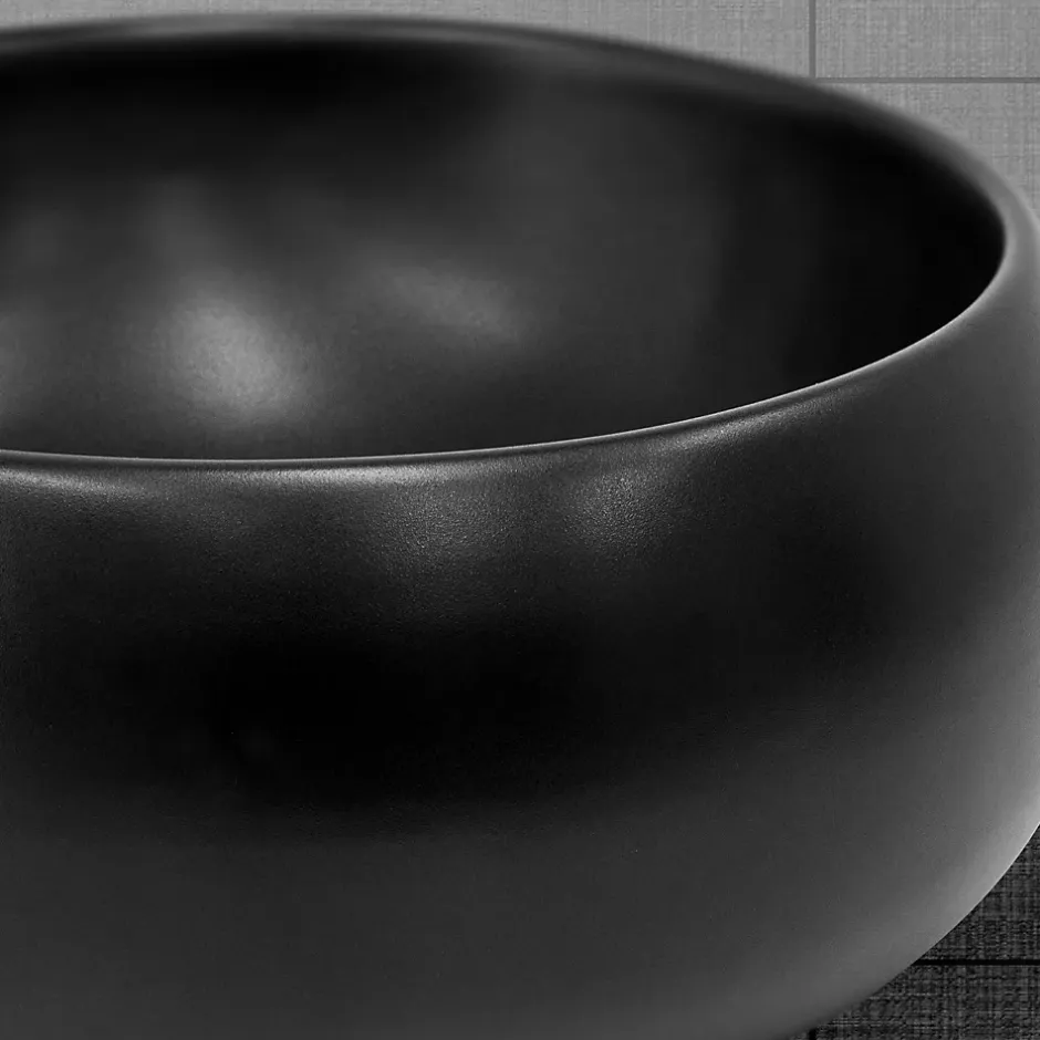 Luxebath Lavabo en ceramique noir mat vasque a poser ronde pour salle de bain 400x155 mm* Vasque À Poser