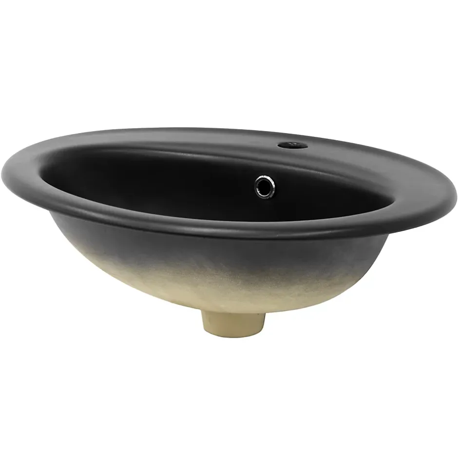 Luxebath Lavabo en ceramique noir mat vasque encastre pour salle de bain 570x485x195 mm