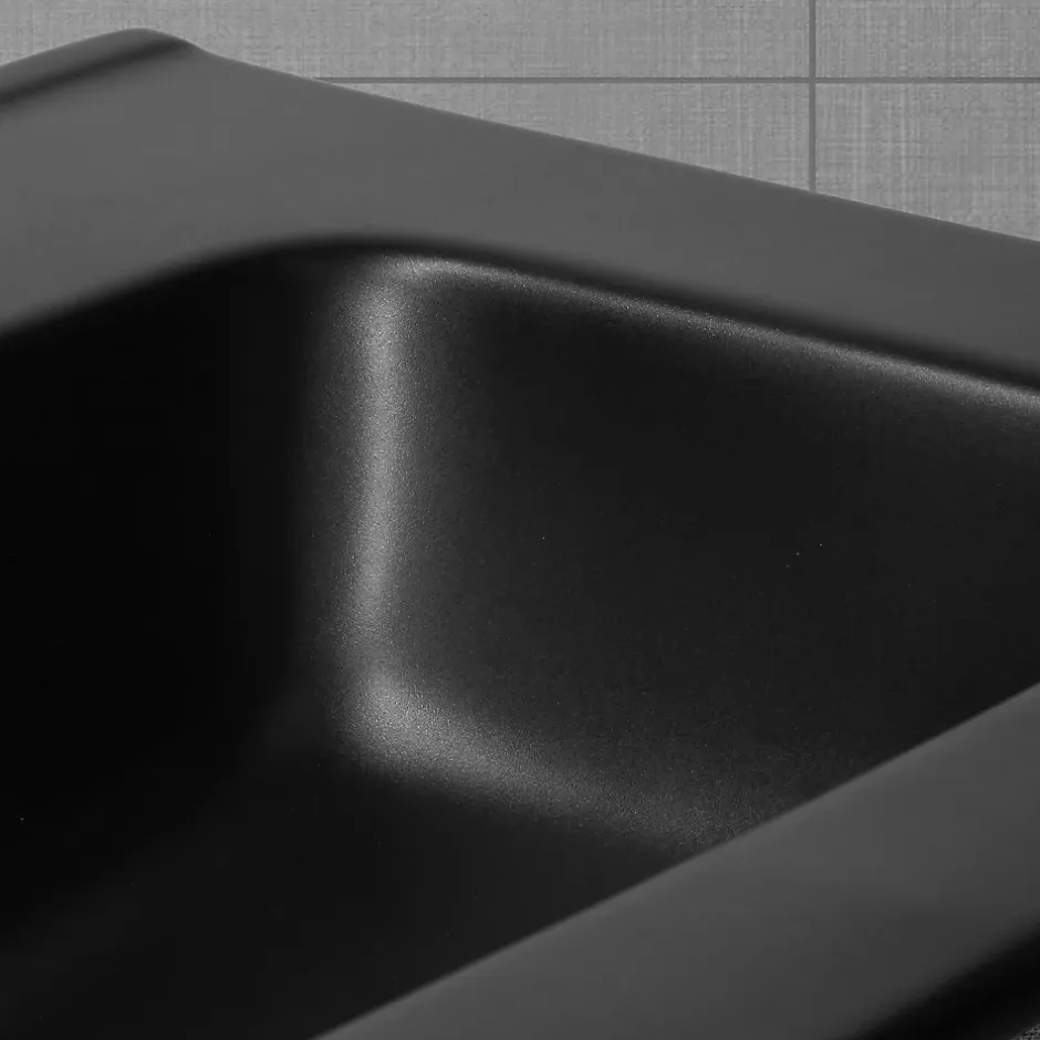 Luxebath Lavabo en ceramique noir mat vasque encastrer pour salle de bain 615x470x175 mm