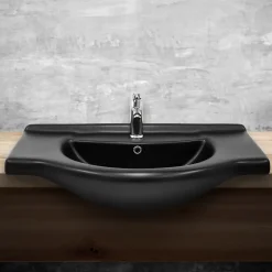 Luxebath Lavabo en ceramique noir mat vasque encastre pour salle de bain 870x505x225 mm