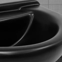 Luxebath Lavabo en ceramique noir mat vasque encastre pour salle de bain 870x505x225 mm