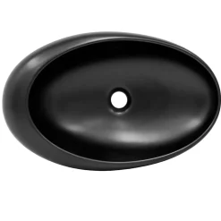 Luxebath Lavabo en ceramique noir mat vasque a poser pour salle de bain 585x375x145 mm