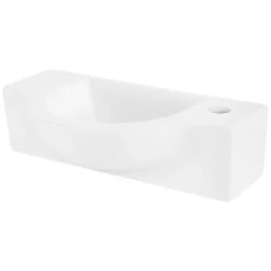 Ml-Design Lavabo en ceramique ovale blanc Evier avec trou pour robinet a droite 445x225 mm
