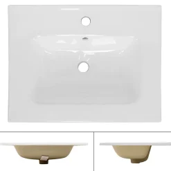 Ml-Design Lavabo en céramique blanc avec garniture de vidage et trop-plein 610x165x460 mm