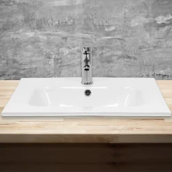 Ml-Design Lavabo en céramique blanc avec garniture de vidage et trop-plein 610x165x460 mm