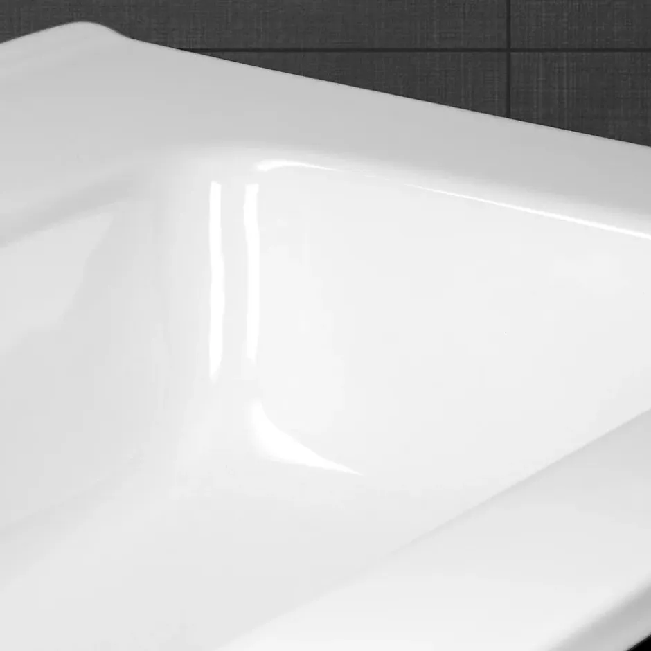Ml-Design Lavabo en céramique blanc avec garniture de vidage et trop-plein 610x165x460 mm