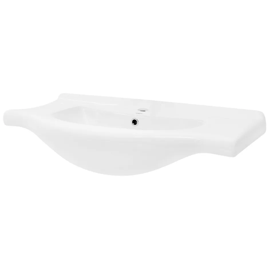 Luxebath Lavabo en céramique blanc avec garniture de vidage et trop-plein