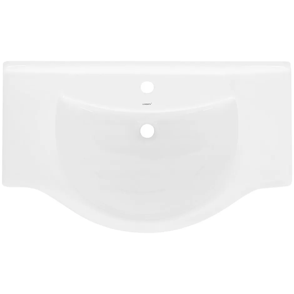 Luxebath Lavabo en céramique blanc avec garniture de vidage et trop-plein