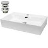 ECD Germany Lavabo en céramique blanc avec garniture de vidage vasque à poser 515 x 360 mm* Vasque À Poser