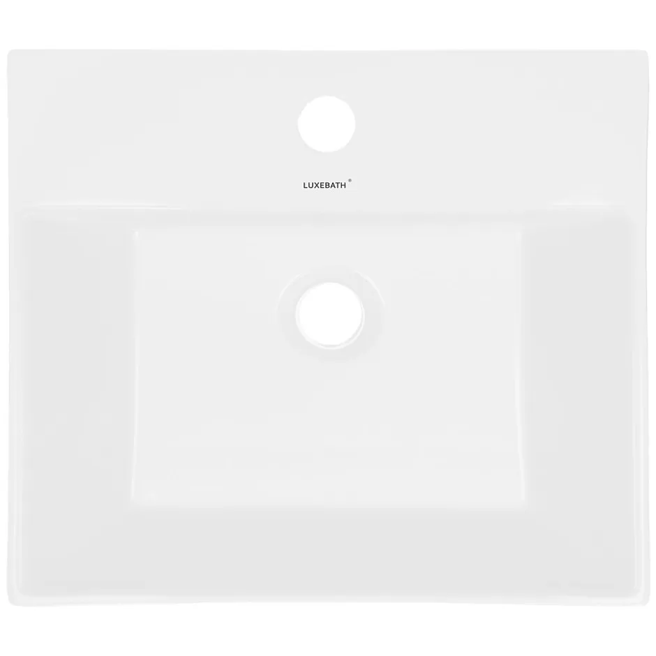 ECD Germany Lavabo en céramique blanc avec garniture de vidage vasque à poser 515 x 360 mm* Vasque À Poser
