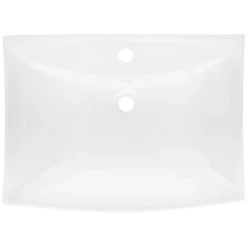 ECD Germany Lavabo en céramique blanc avec garniture de vidage lave-mains moderne 605x165 mm