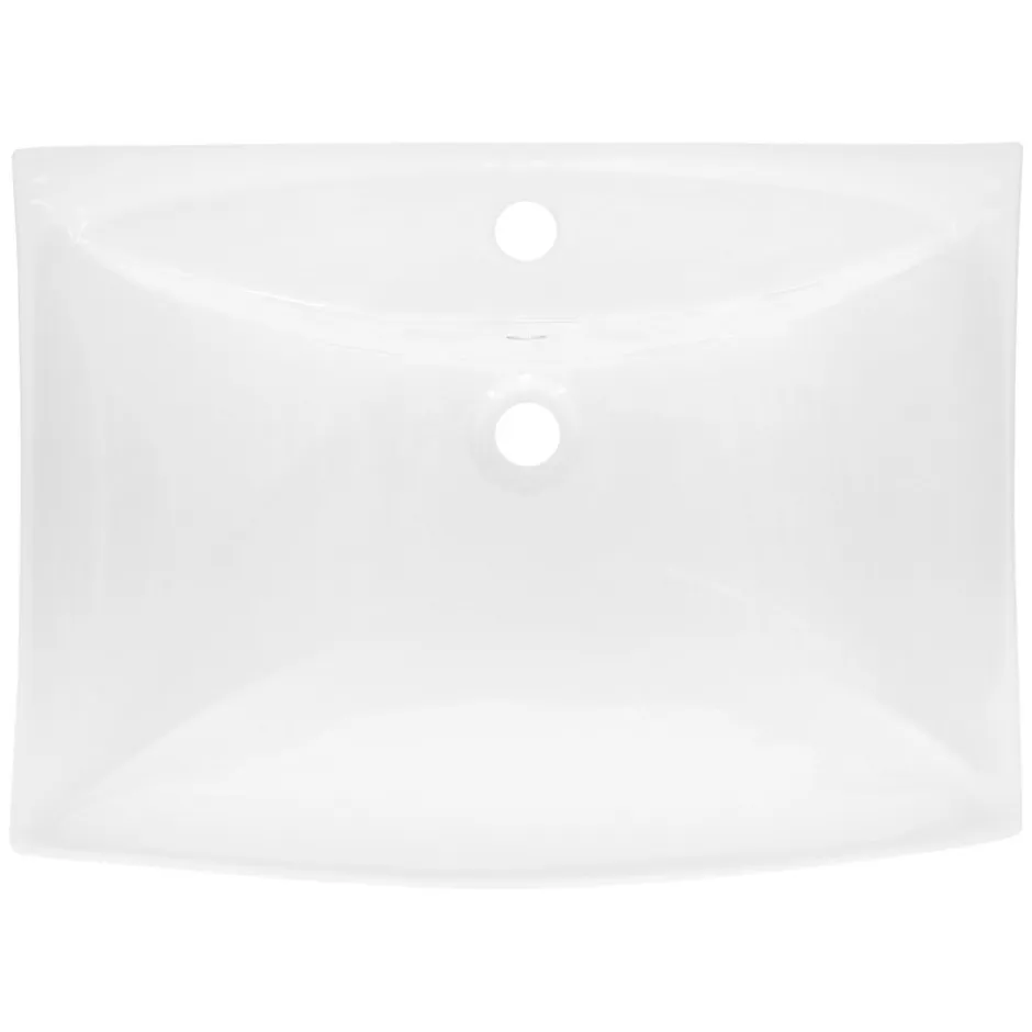 ECD Germany Lavabo en céramique blanc avec garniture de vidage lave-mains moderne 605x165 mm