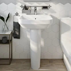 GoodHome Lavabo en céramique, blanc, l.55 cm Teesta* Lavabo