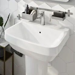 GoodHome Lavabo en céramique, blanc, l.55 cm Teesta* Lavabo