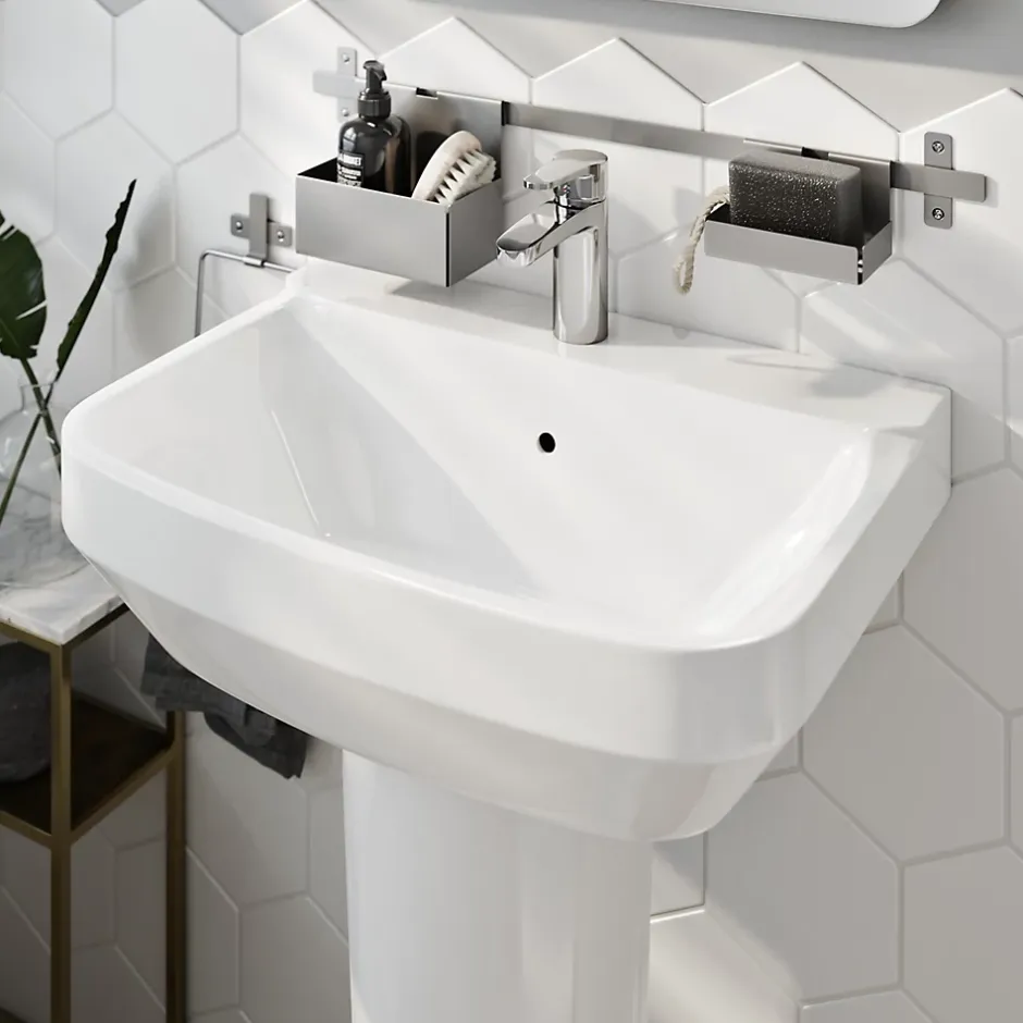 GoodHome Lavabo en céramique, blanc, l.55 cm Teesta* Lavabo