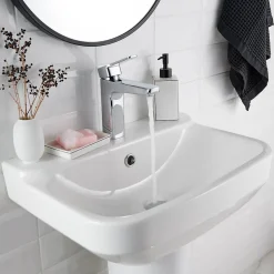 GoodHome Lavabo en céramique, blanc, l.55 cm Teesta* Lavabo