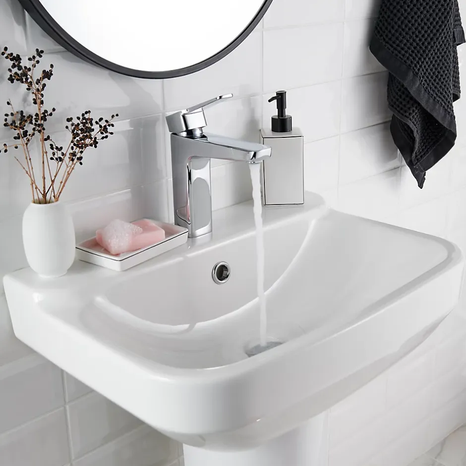 GoodHome Lavabo en céramique, blanc, l.55 cm Teesta* Lavabo
