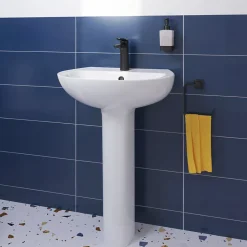 GoodHome Lavabo en céramique blanc brillant l.55,5 x H.19,1 x P.47,2 cm Tasi
