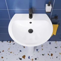 GoodHome Lavabo en céramique blanc brillant l.55,5 x H.19,1 x P.47,2 cm Tasi
