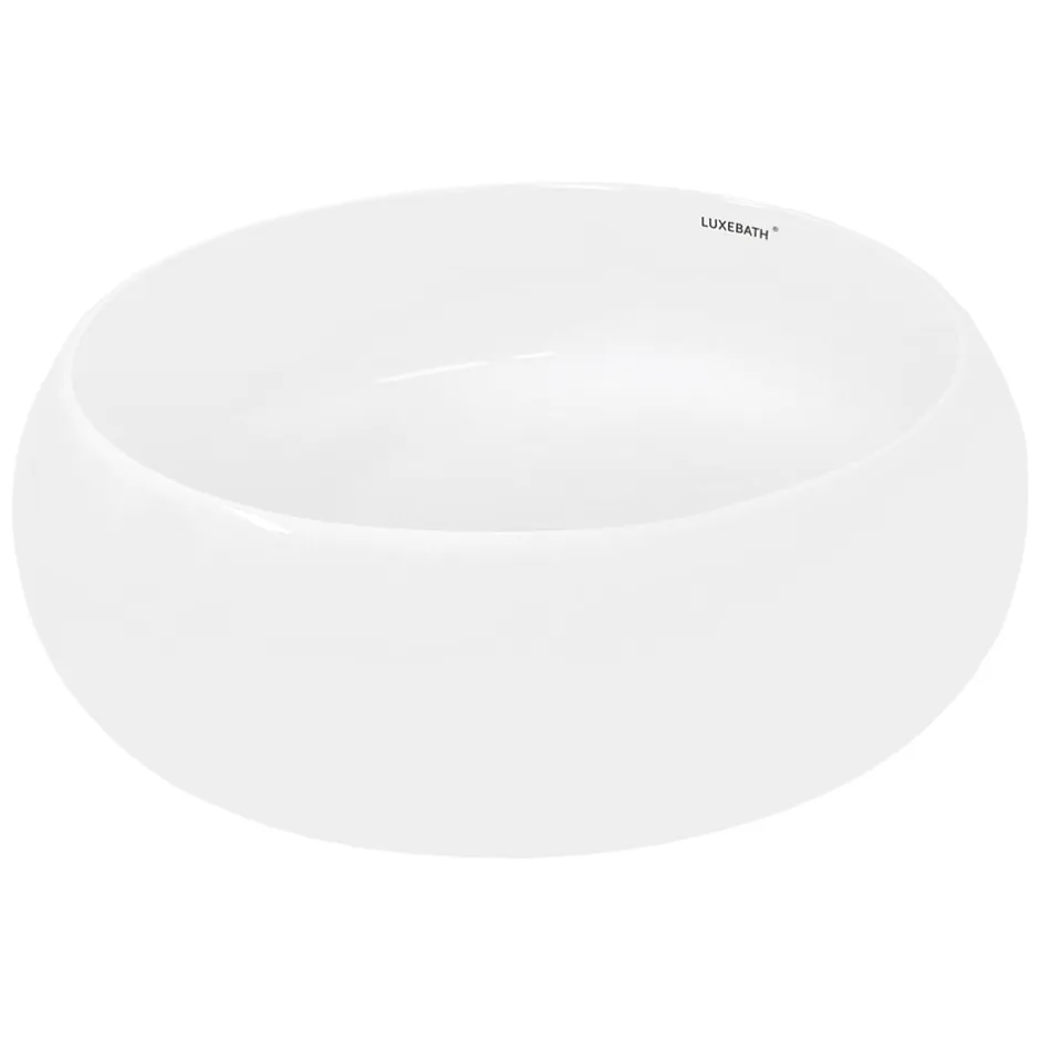 ECD Germany Lavabo en céramique blanc vasque èvier à poser design rond moderne 400 mm