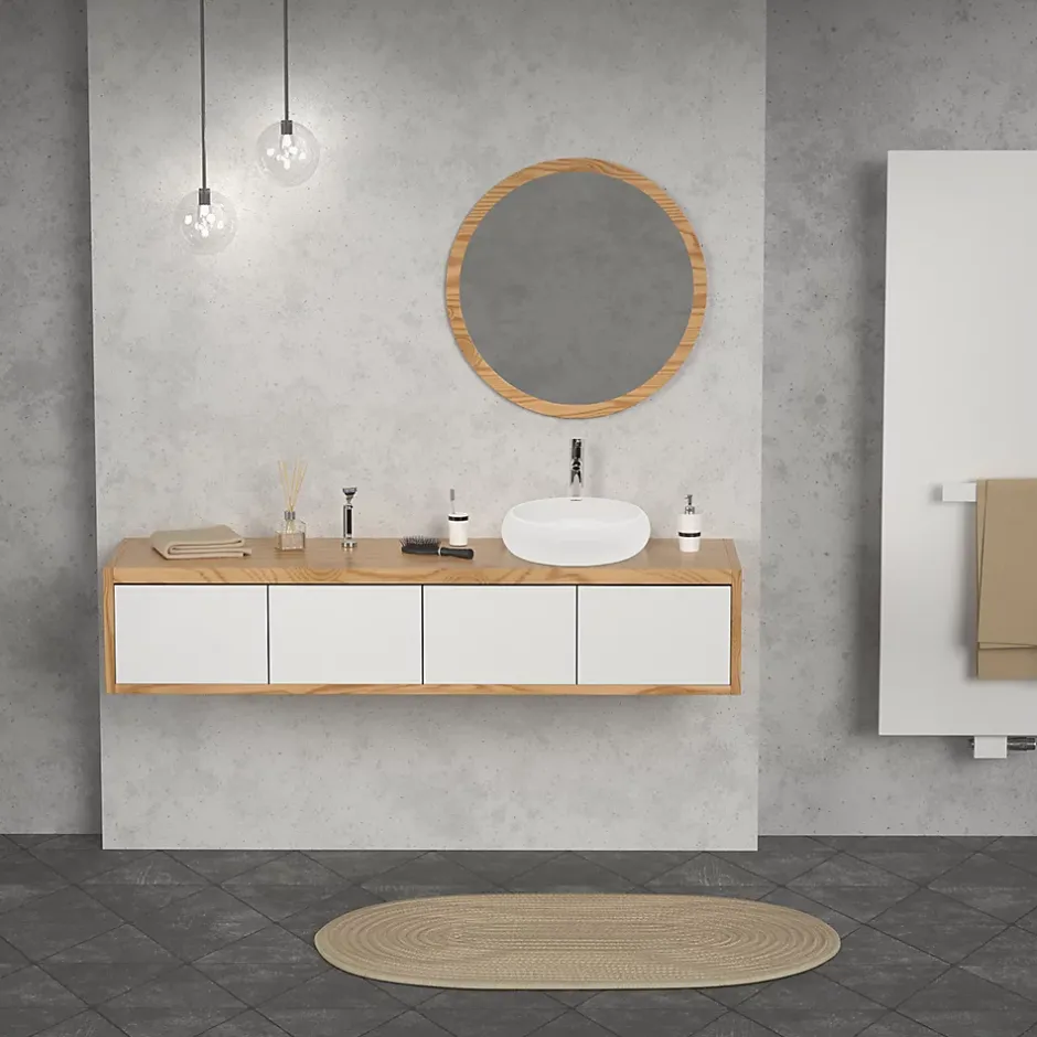 ECD Germany Lavabo en céramique blanc vasque èvier à poser design rond moderne 400 mm