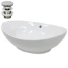 ECD Germany Lavabo en céramique blanc avec garniture de vidage lave-mains moderne 590x390 mm* Lavabo