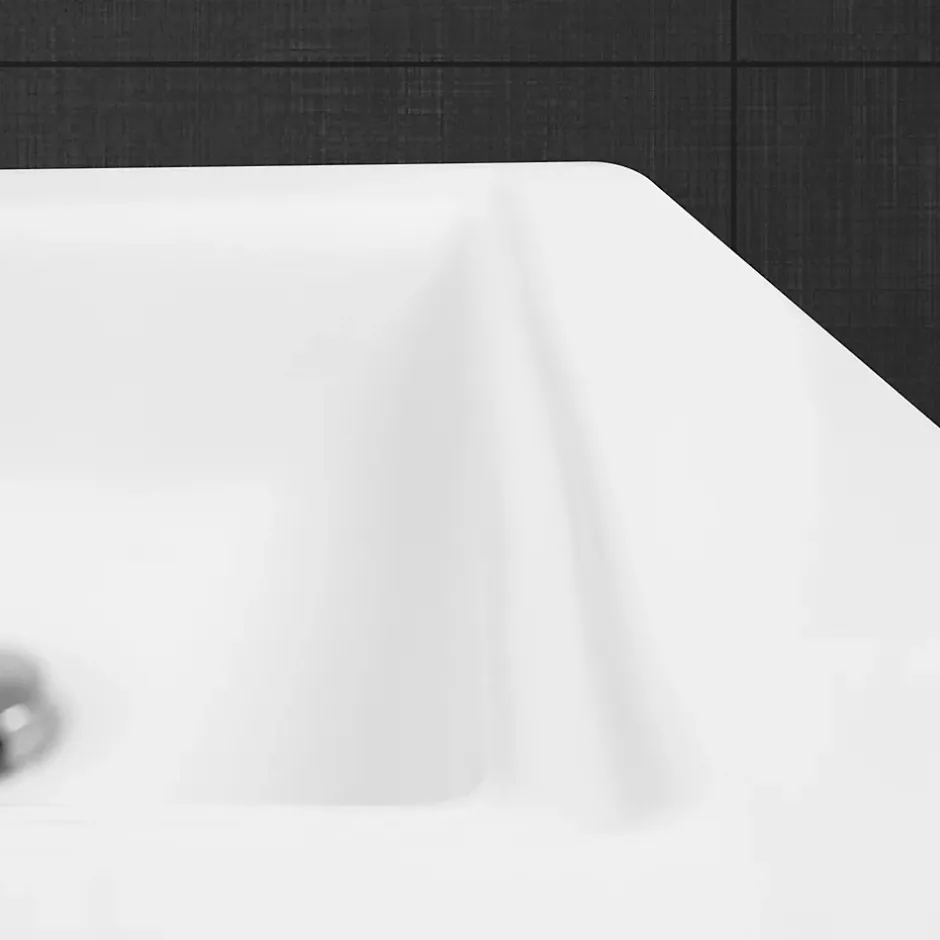 ECD Germany Lavabo en céramique blanc avec garniture de vidage lave-mains moderne 605x465 mm
