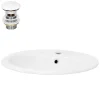 Luxebath Lavabo en céramique blanc avec garniture de vidage et trop-plein 570x195x485 mm