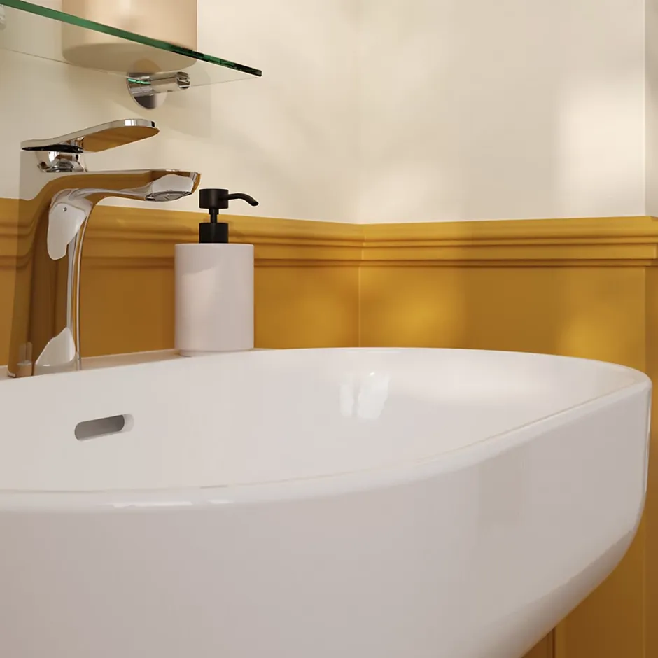 GoodHome Lavabo en céramique, blanc, l.55 cm Cavally