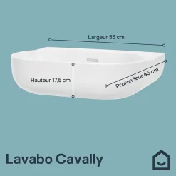 GoodHome Lavabo en céramique, blanc, l.55 cm Cavally