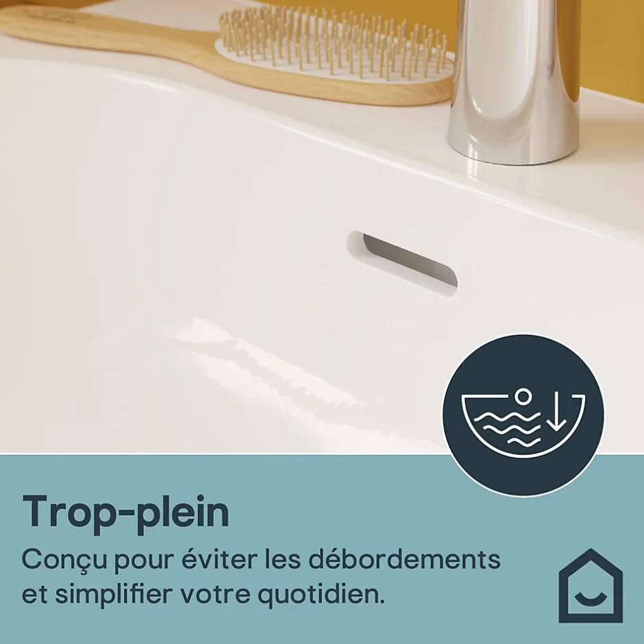 GoodHome Lavabo en céramique, blanc, l.55 cm Cavally