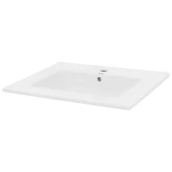 ECD Germany Lavabo en céramique blanc avec garniture de vidage et trop-plein 610x465x175 mm* Vasque À Encastrer