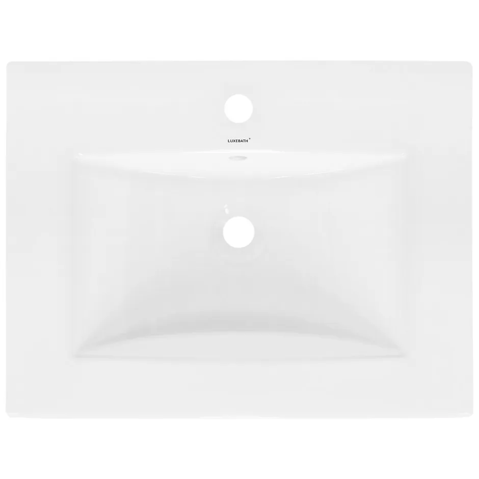 ECD Germany Lavabo en céramique blanc avec garniture de vidage et trop-plein 610x465x175 mm* Vasque À Encastrer