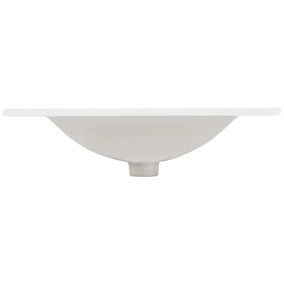 ECD Germany Lavabo en céramique blanc avec garniture de vidage et trop-plein 610x465x175 mm* Vasque À Encastrer