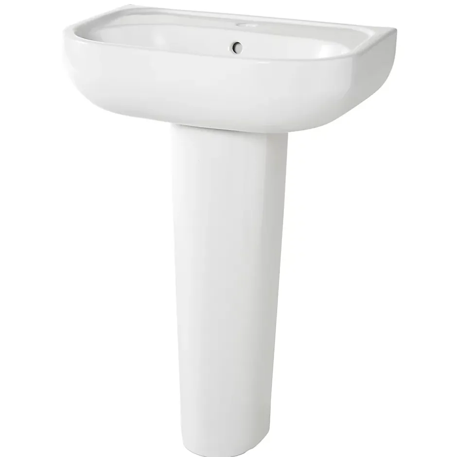 GoodHome Lavabo en céramique blanche l.57 cm Cavally* Lavabo