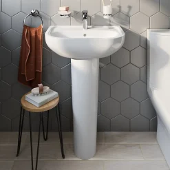 GoodHome Lavabo en céramique blanche l.57 cm Cavally* Lavabo