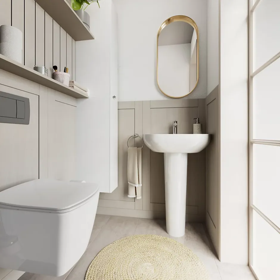 GoodHome Lavabo en céramique blanche l.57 cm Cavally* Lavabo