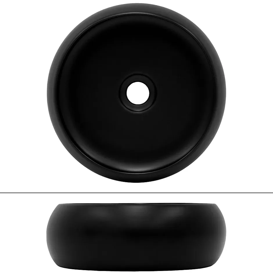 Ml-Design Lavabo en céramique noir avec garniture de vidage lave-mains moderne 350x120 mm* Lavabo